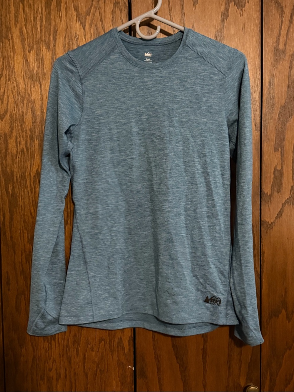 REI Women’s Long-Sleeve Heather Teal Performance Top